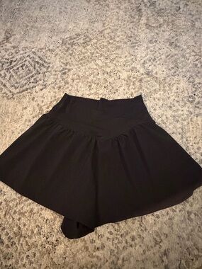 aerie Black Flared Skort with High Wais
